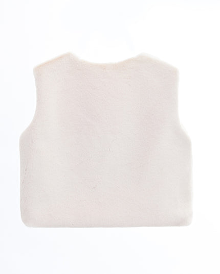 kids atelier tulleen Ivory Plush Fur Vest