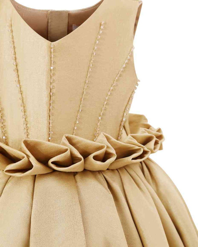 kids atelier tulleen Gold Ruffle Waist Formal Dress