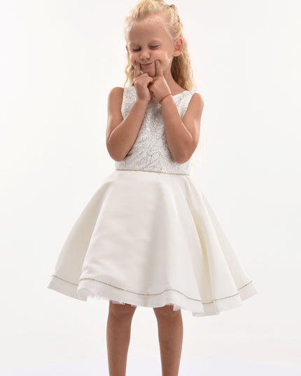 Cream Sleeveless Embroidered Dress