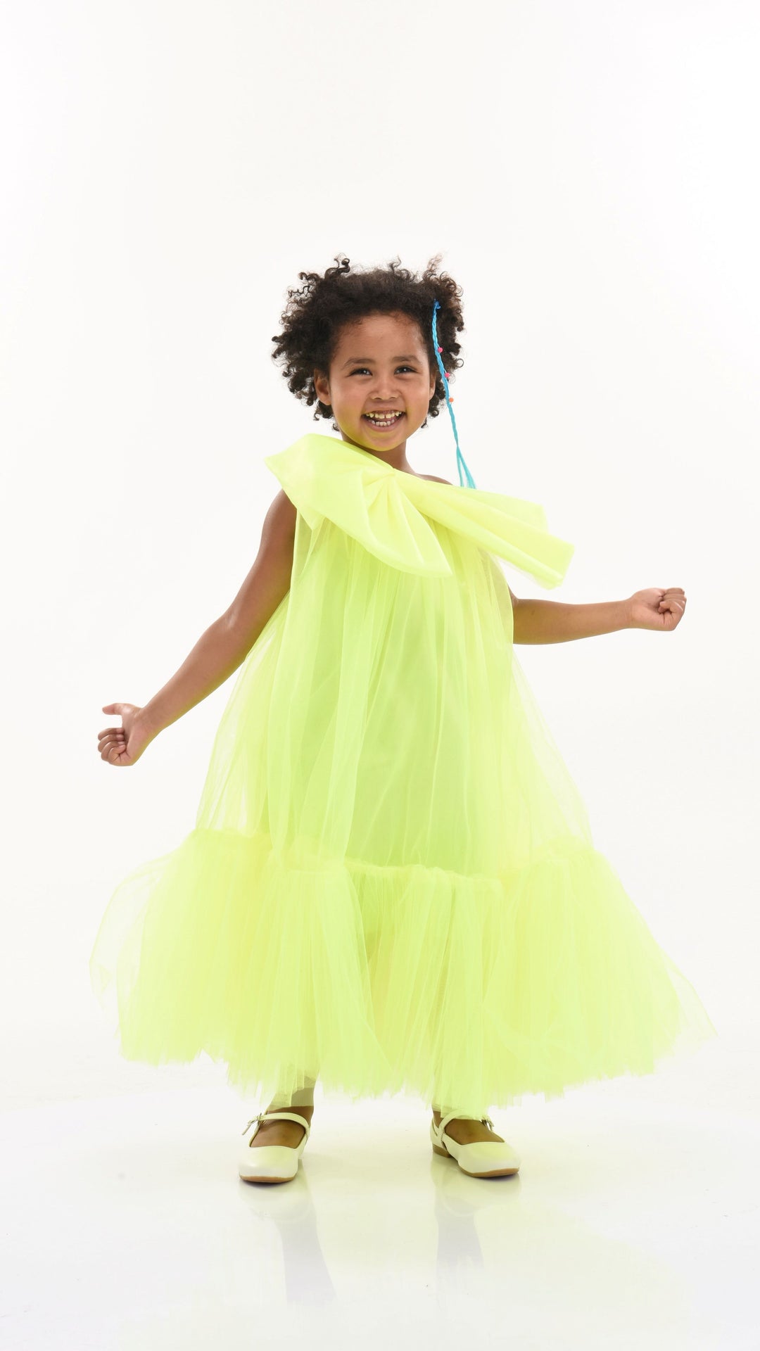 Green Maggi Neon Bow Tulle Dress