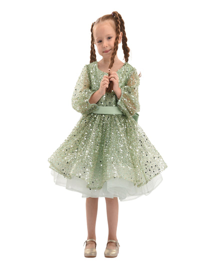 Green Pradera Glimmer Tulle Bow Dress