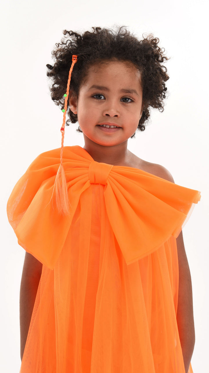 Orange Maggi Neon Bow Tulle Dress