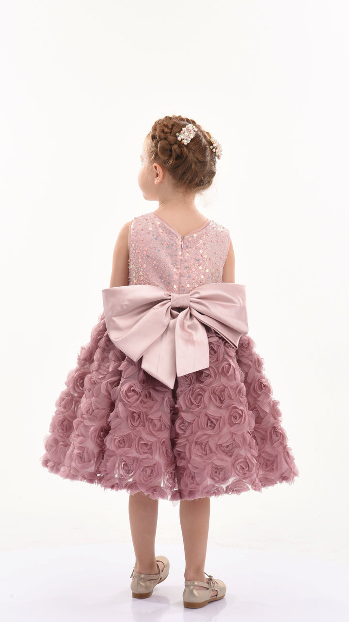 Pink Kreisler Sequin Bow Rose Dress