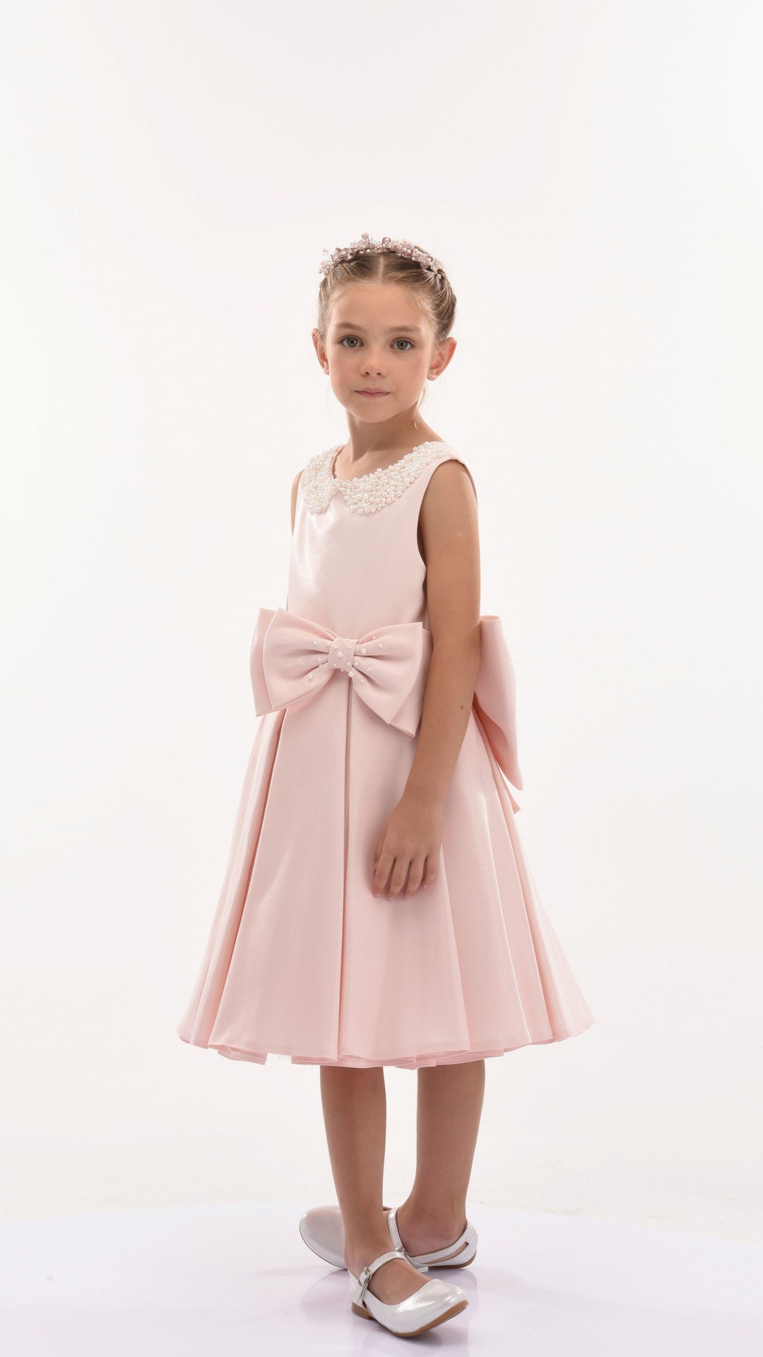 Pink Melinda Pearl Double Bow Dress