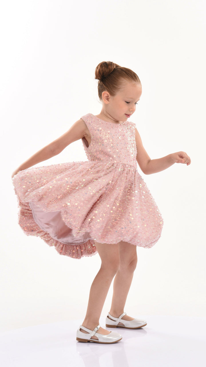 Pink Peach Ainsley Sequin Bow Dress