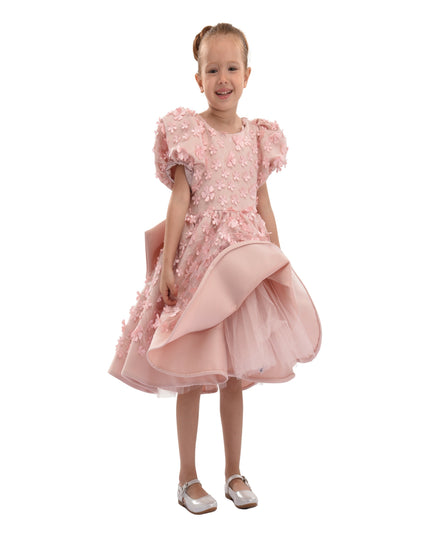 Pink Peach Moneta Floral Bow Dress