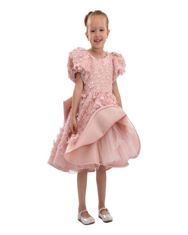 Pink Peach Moneta Floral Bow Dress