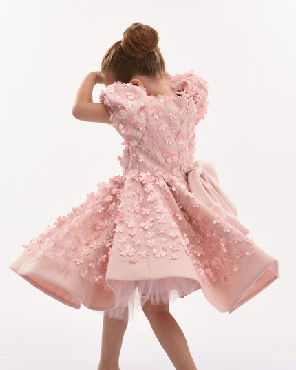 Pink Peach Moneta Floral Bow Dress