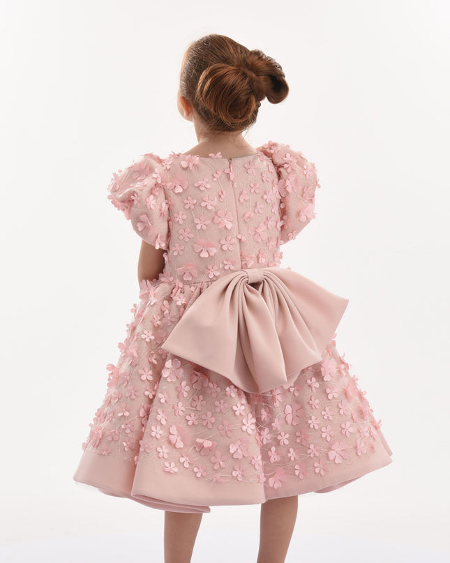Pink Peach Moneta Floral Bow Dress