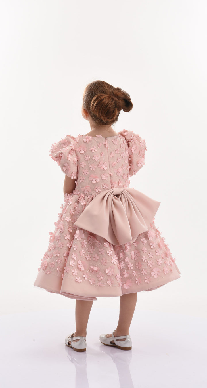 Pink Peach Moneta Floral Bow Dress