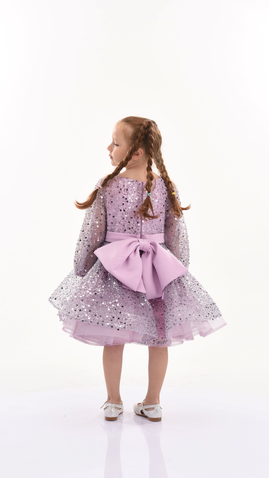 Purple Pradera Glimmer Tulle Bow Dress