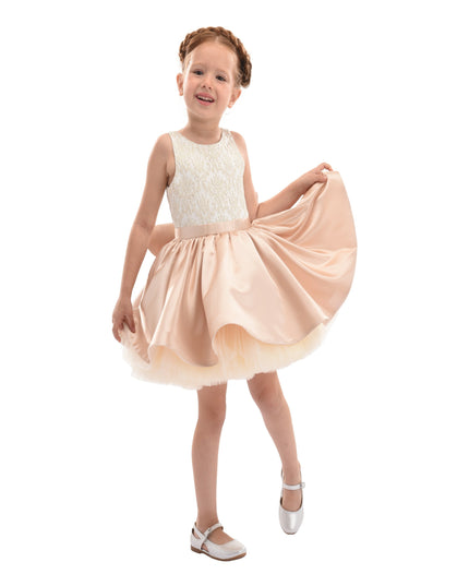 Rose Gold Elwood Satin Bow Dress