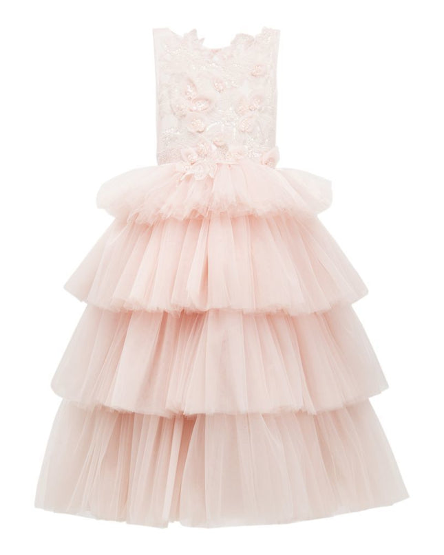 kids atelier tulleen Pink Camellia Tiered Tulle Dress
