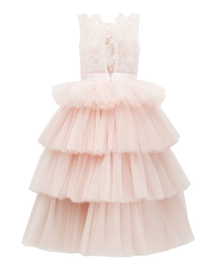kids atelier tulleen Pink Camellia Tiered Tulle Dress