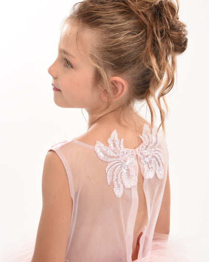 kids atelier tulleen Pink Camellia Tiered Tulle Dress