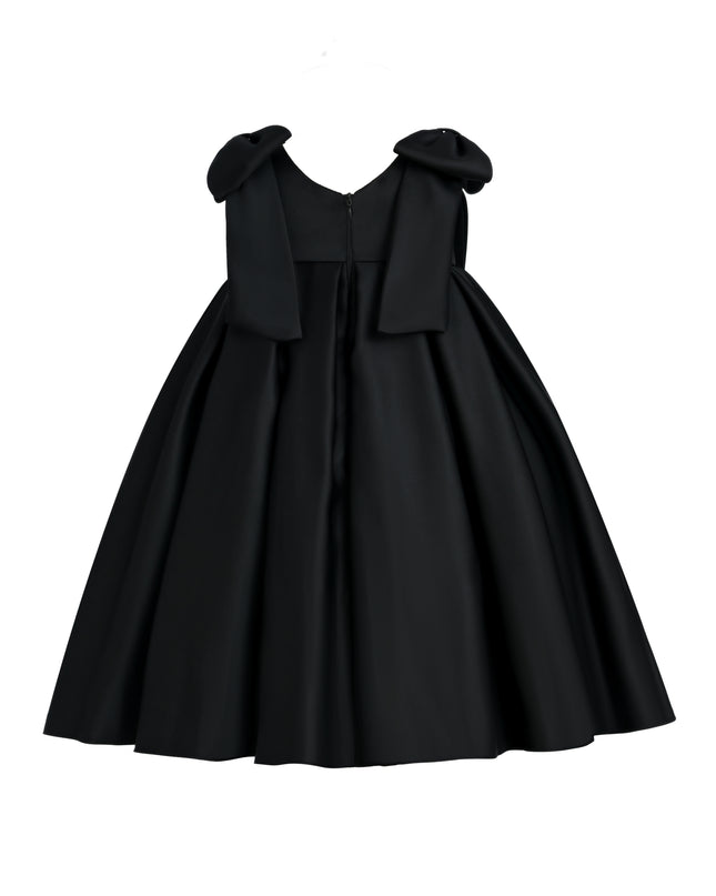 kidsatelier-tulleen-Black-Palermo-Satin-Bow-Pleated-Dress