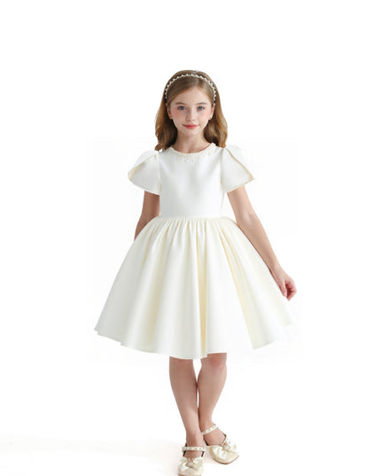 kids atelier tulleen Ivory Pearl-Accented Occasion Dress
