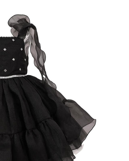 kids atelier tulleen Black Ruffled Party Dress