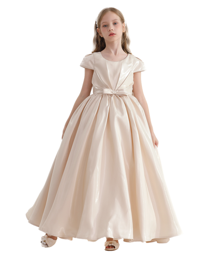 kidsatelier-tulleen-Champagne-Bow-Long-Brea-Dress