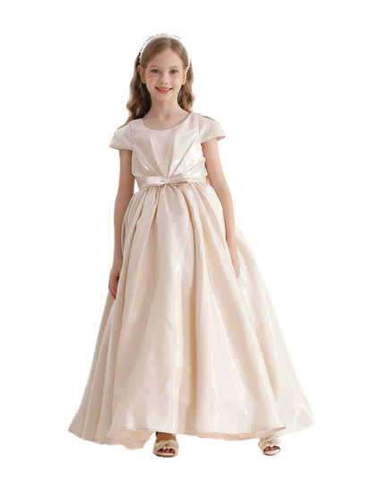 kidsatelier-tulleen-Champagne-Bow-Long-Brea-Dress
