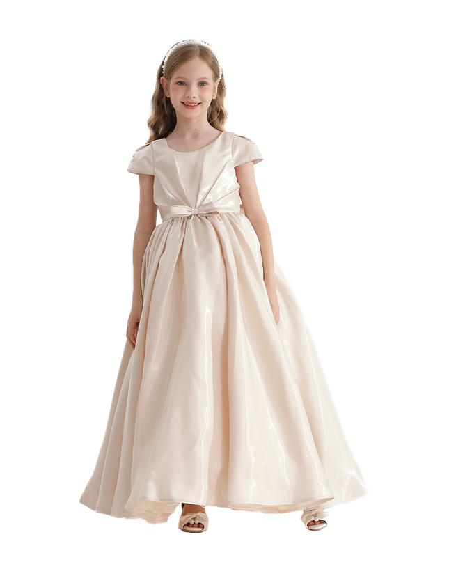 kidsatelier-tulleen-Champagne-Bow-Long-Brea-Dress