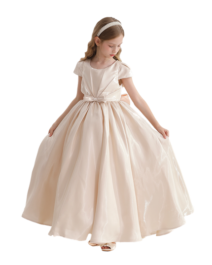 kidsatelier-tulleen-Champagne-Bow-Long-Brea-Dress