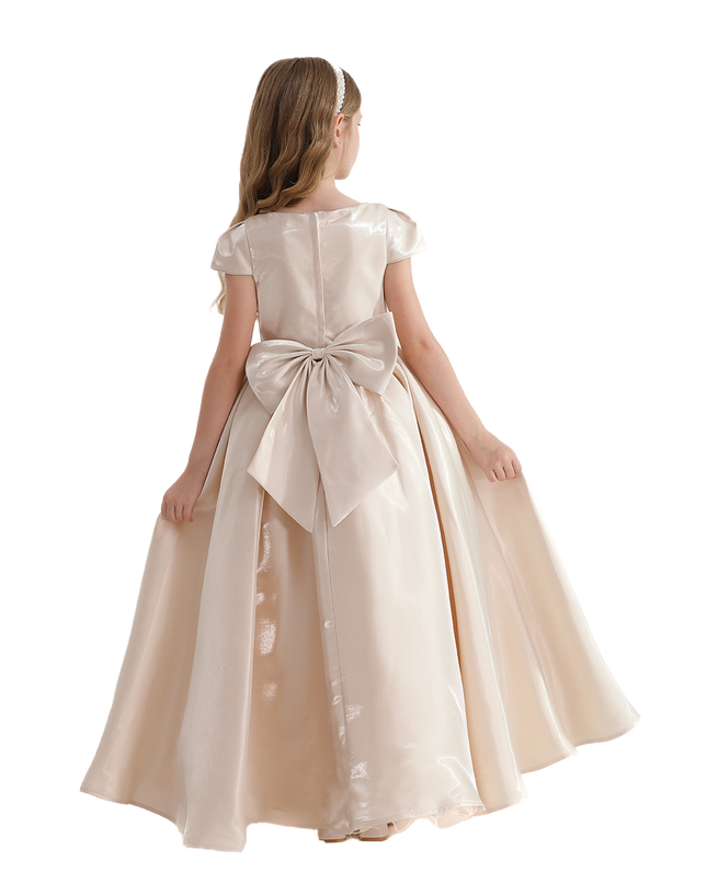 kidsatelier-tulleen-Champagne-Bow-Long-Brea-Dress