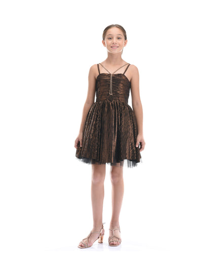 kids atelier tulleen Bronze Gianotta Strapped Dress