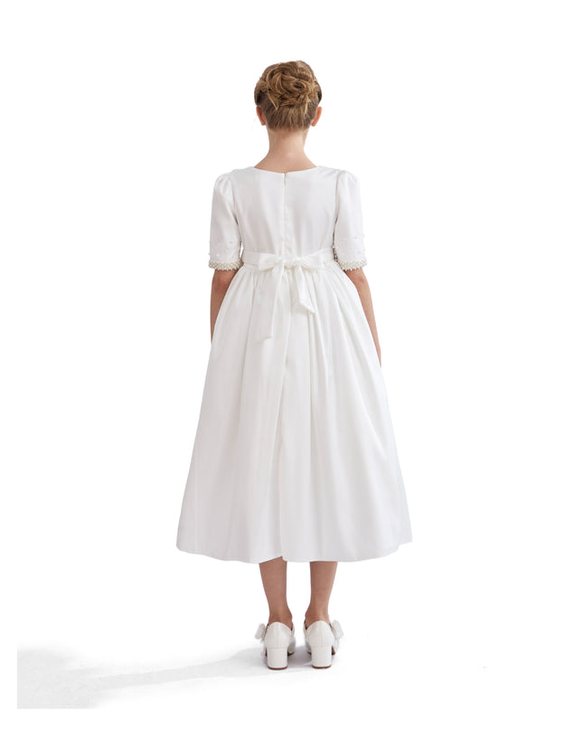 kids atelier tulleen White Vasonette Pearl-Embellished Dress