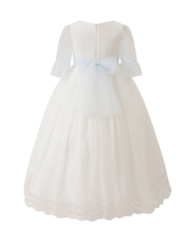 tulleen White Montessa Formal Dress with Lace Trim
