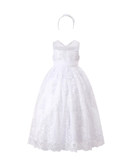 tulleen White Auresta Lace Sleeveless Dress
