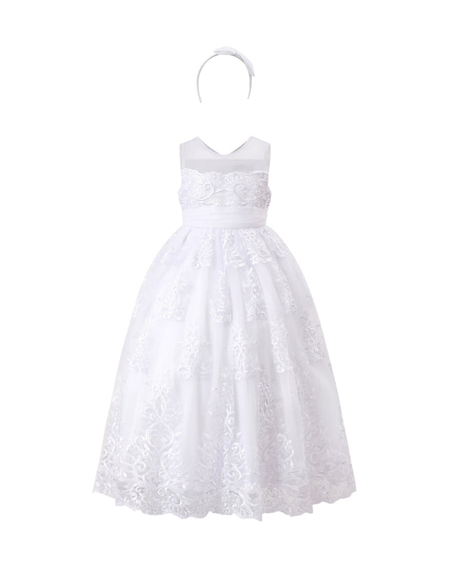 tulleen White Auresta Lace Sleeveless Dress
