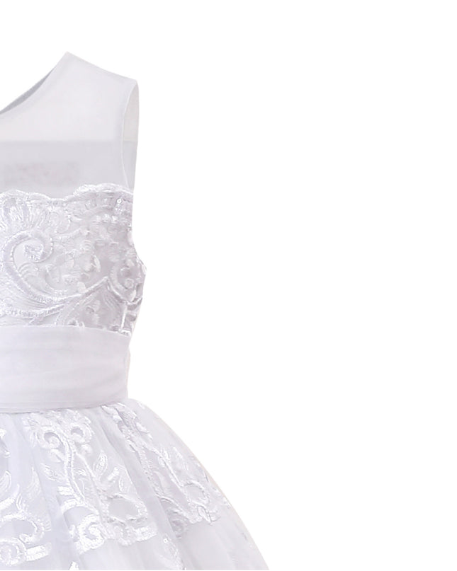 tulleen White Auresta Lace Sleeveless Dress