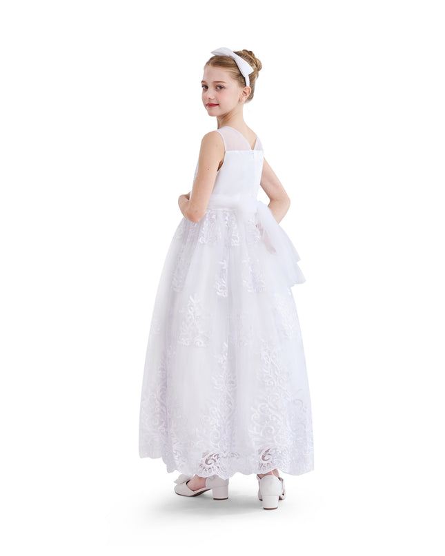 tulleen White Auresta Lace Sleeveless Dress