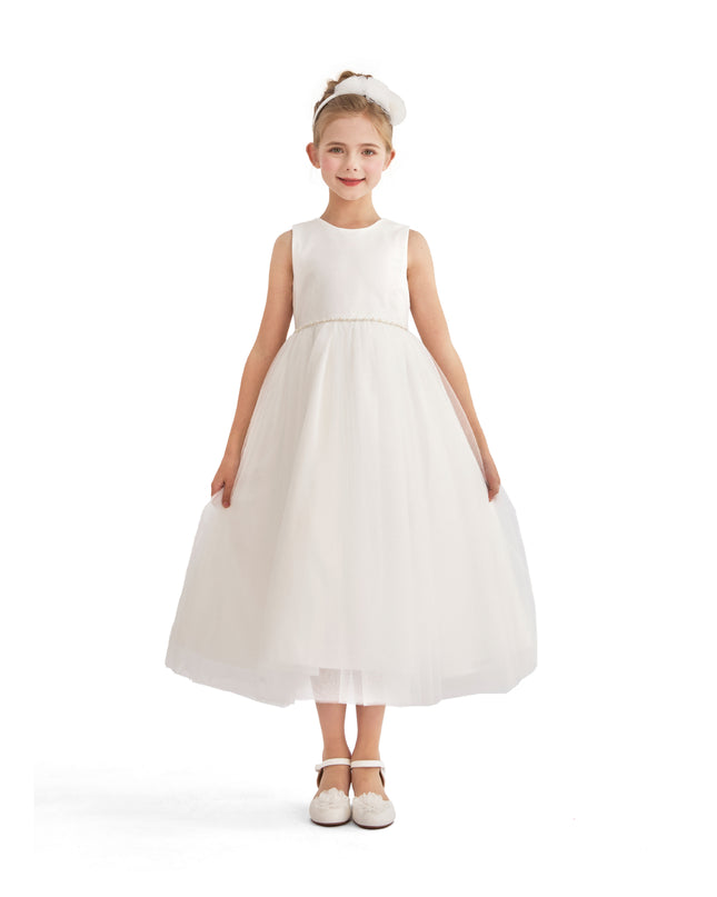 tulleen White Lysandra Sleeveless Formal Dress