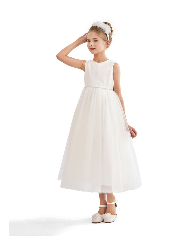 tulleen White Lysandra Sleeveless Formal Dress