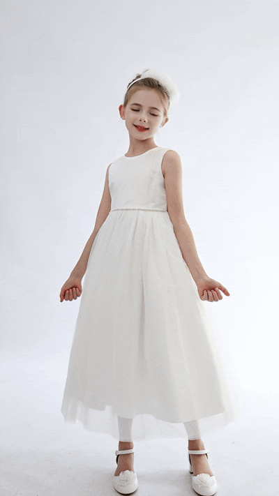 tulleen White Lysandra Sleeveless Formal Dress