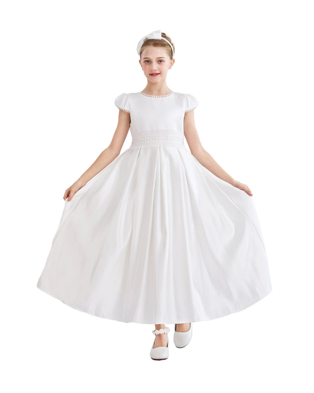 kids atelier tulleen White Dalmira Puff Sleeve Formal Dress