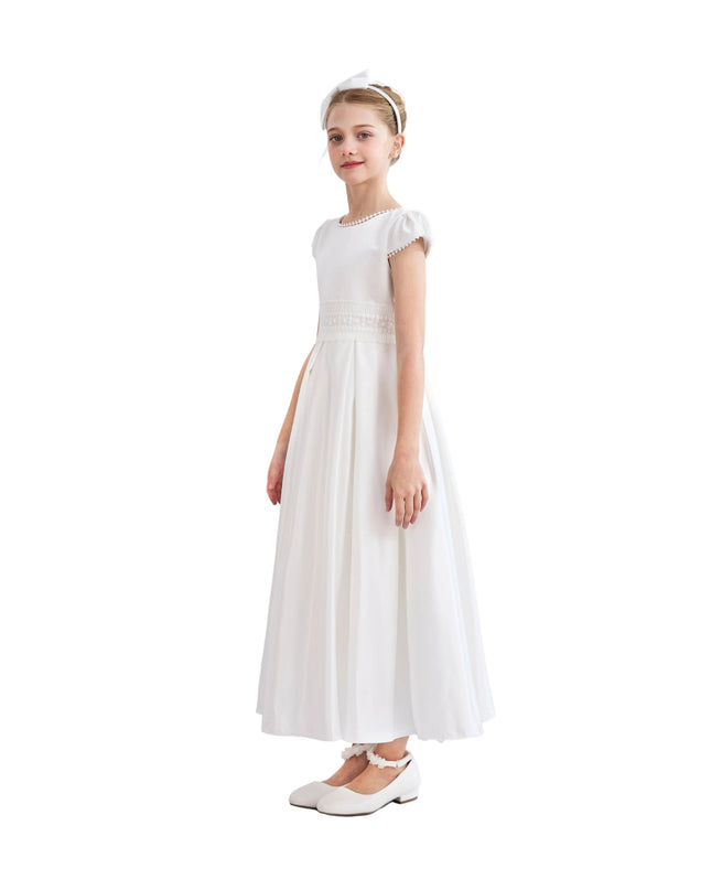 kids atelier tulleen White Dalmira Puff Sleeve Formal Dress