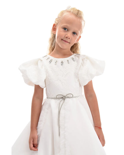 kids atelier tulleen White Raineri Gem Shimmer Overlay Dress