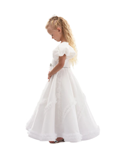 kids atelier tulleen White Raineri Gem Shimmer Overlay Dress