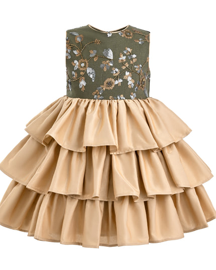 kids atelier tulleen Olive Maren Embroidered Tiered Tulle Dress
