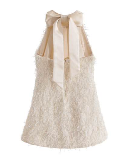 kids atelier tulleen Cream Rosette Ribbon-Back Dress