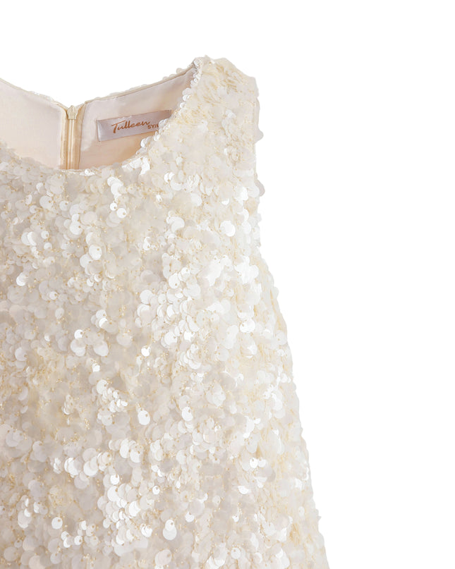kids atelier tulleen Ivory Sequin Feather Dress