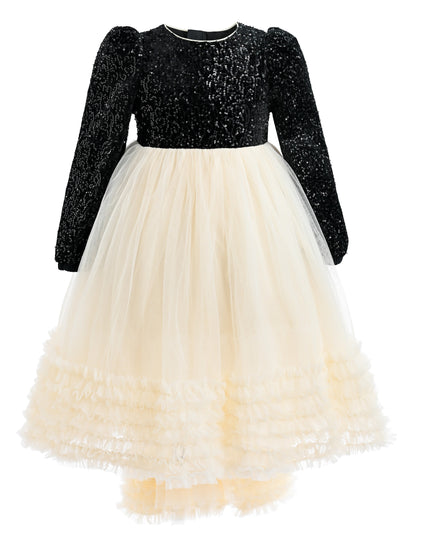 kids atelier tulleen Black Glitter Bow-Back Tulle Gown