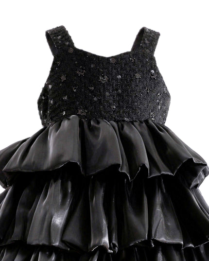kids atelier tulleen Black Ruffle Tiered Gala Dress