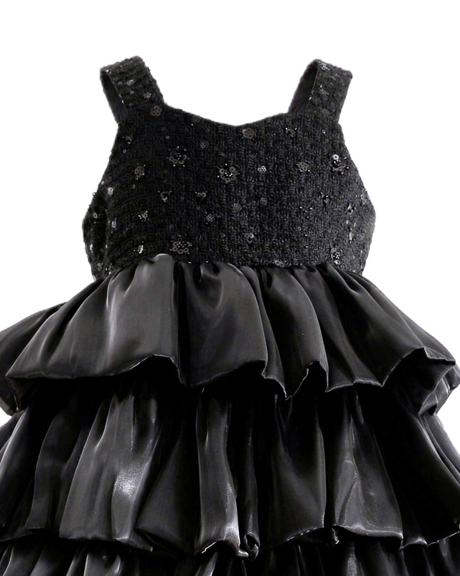 kids atelier tulleen Black Ruffle Tiered Gala Dress