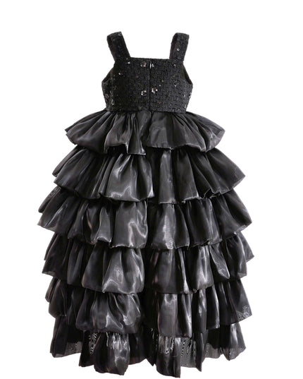 kids atelier tulleen Black Ruffle Tiered Gala Dress