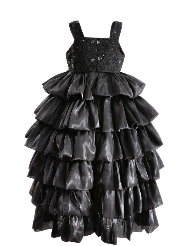 kids atelier tulleen Black Ruffle Tiered Gala Dress