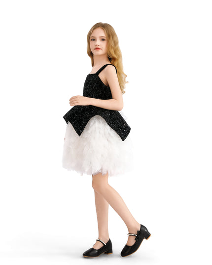 kids atelier tulleen Black Glitter & Tulle Celebration Dress